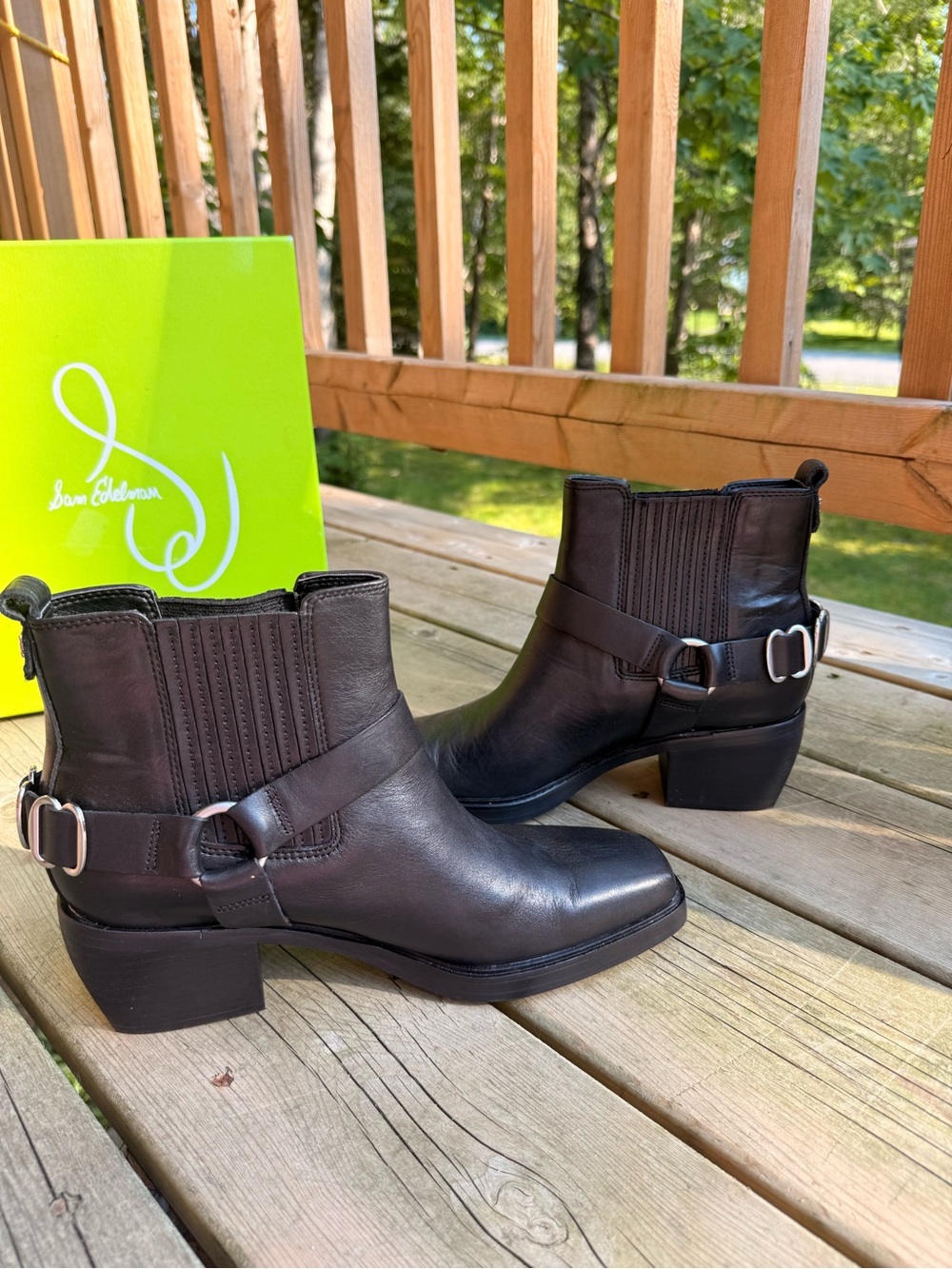 Sam Edelman square toe, glove tanned leather boots, size 8.5